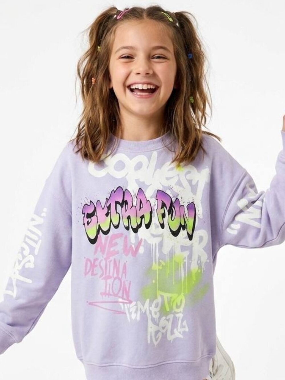 ZARA Girls Cotton Blend Sweatshirt with Graffiti  Print Size 9-10YO